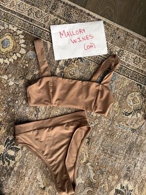 Tan Lines Sleek Solid High-Waist Bikini Set - Brown